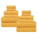 Superior Zuma Zero Twist Cotton Waffle Stripes 12 Piece Towel Set