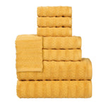 Superior Zuma Zero Twist Cotton Waffle Stripes 8 Piece Towel Set