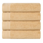 Honeycomb Textured Border Cotton Luxury Bath Towels, Set of 4