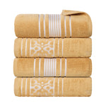 Superior Zero Twist Cotton Solid & Jacquard Floral Bath Towel Set of 4
