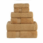 6 Piece Towel Set Zero Twist Cotton Chevron Jacquard Towels
