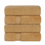 Zero Twist Cotton Solid and Jacquard Bath Towel Set of 4