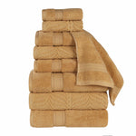 Superior Chevron Zero Twist Solid Jacquard Cotton 9 Piece Towel Set