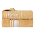 Superior Zero Twist Cotton Solid & Jacquard Floral Bath Sheet Set of 2