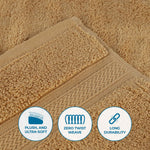6 Piece Towel Set Zero Twist Cotton Chevron Jacquard Towels
