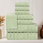 Superior Zuma Zero Twist Cotton Waffle Stripes 8 Piece Towel Set