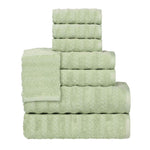 Superior Zuma Zero Twist Cotton Waffle Stripes 8 Piece Towel Set
