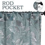 Leaves Machine Washable Room Darkening Blackout Curtains, Set of 2