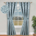 Blackout Window Curtains Leaves Pattern Room Darkening Set of 2