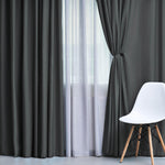 Modern Blackout Window Curtains Solid Room Darkening Set of 2