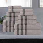 Superior Brea Zero Twist Cotton Ribbed Geometric 12 Piece Towel Set