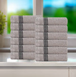 Brea Zero-Twist Cotton Ribbed Face Towel Set 12 Piece