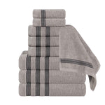 Superior Brea Zero Twist Cotton Ribbed Geometric 9 Piece Towel Set