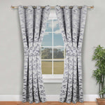 Blackout Window Curtains Leaves Pattern Room Darkening Set of 2