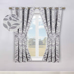 Blackout Window Curtains Leaves Pattern Room Darkening Set of 2