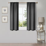 Modern Blackout Window Curtains Solid Room Darkening Set of 2