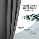Blackout Window Curtains Solid Room Darkening Washable Set of 2