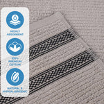 Superior Brea Zero Twist Cotton Ribbed Geometric 8 Piece Towel Set
