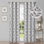 Leaves Machine Washable Room Darkening Blackout Curtains, Set of 2