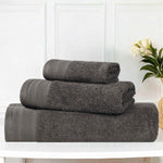 Superior Honeycomb Textured Border Luxury Cotton 3 Piece Towel Set