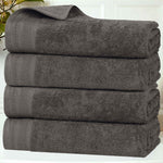 Honeycomb Textured Border Cotton Luxury Bath Towels, Set of 4