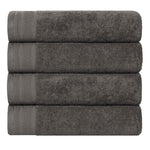Honeycomb Textured Border Cotton Luxury Bath Towels, Set of 4