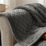 Holly Grid Fluffy Fleece Blanket - Modern Soft Embossed Bed Throw