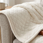 Holly Grid Fluffy Fleece Blanket - Modern Soft Embossed Bed Throw
