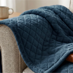 Holly Grid Fluffy Fleece Blanket - Modern Soft Embossed Bed Throw