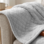 Holly Grid Fluffy Fleece Blanket - Modern Soft Embossed Bed Throw