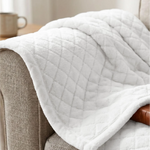 Holly Grid Fluffy Fleece Blanket - Modern Soft Embossed Bed Throw