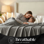Holly Grid Fluffy Fleece Blanket - Modern Soft Embossed Bed Throw