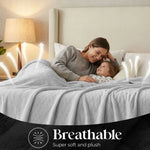 Holly Grid Fluffy Fleece Blanket - Modern Soft Embossed Bed Throw