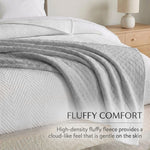 Holly Grid Fluffy Fleece Blanket - Modern Soft Embossed Bed Throw