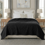 Holly Grid Fluffy Fleece Blanket - Modern Soft Embossed Bed Throw