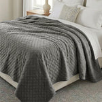 Holly Grid Fluffy Fleece Blanket - Modern Soft Embossed Bed Throw