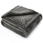 Holly Grid Fluffy Fleece Blanket - Modern Soft Embossed Bed Throw