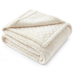 Holly Grid Fluffy Fleece Blanket - Modern Soft Embossed Bed Throw