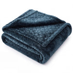 Holly Grid Fluffy Fleece Blanket - Modern Soft Embossed Bed Throw