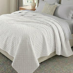 Holly Grid Fluffy Fleece Blanket - Modern Soft Embossed Bed Throw
