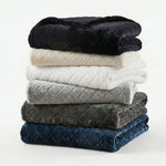 Holly Grid Fluffy Fleece Blanket - Modern Soft Embossed Bed Throw