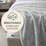 Hope Herringbone Fluffy Fleece Blanket - Soft All-Season Throw