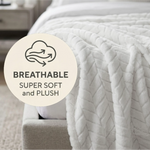 Hope Herringbone Fluffy Fleece Blanket - Soft All-Season Throw