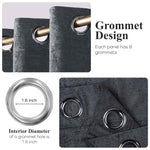 Superior Noor Semi-Blackout Chenille Machine Washable Grommet Curtains, Set of 2 Panels