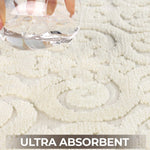Venere Floral Scroll Textured Washable Bath Rugs, Set of 2