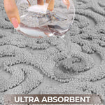Venere Floral Scroll Textured Washable Bath Rugs, Set of 2