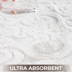 Venere Floral Scroll Textured Washable Bath Rugs, Set of 2