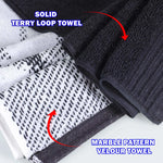 Marble Pattern Velour Cotton Hand Towel Set - 6 Piece