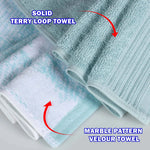 Marble Cotton Jacquard and Solid Towel Set 6 Piece