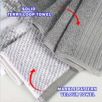 Marble Cotton Jacquard and Solid Towel Set 6 Piece